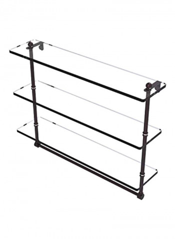 3-Tier Glass Shelf Clear/Black 22x5x18inch