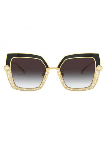 Women's Square BLACK Sunglasses with light grey gradient black lenses - Lens Size: 51 mm