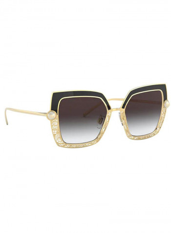 Women's Square BLACK Sunglasses with light grey gradient black lenses - Lens Size: 51 mm