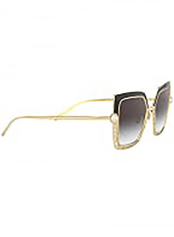Women's Square BLACK Sunglasses with light grey gradient black lenses - Lens Size: 51 mm