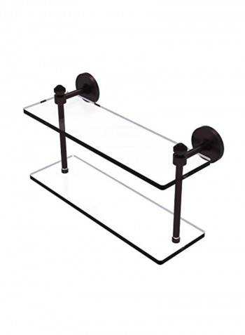 Southbeach Collection 2-Tier Glass Shelf Black/Clear 16x5x8inch