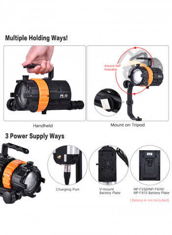 Pulsar5 50W 5600K Mini LED Spotlight Focusable Dimmable Fanless With 4-Leaf Barn Door/Separated Control/Bag
