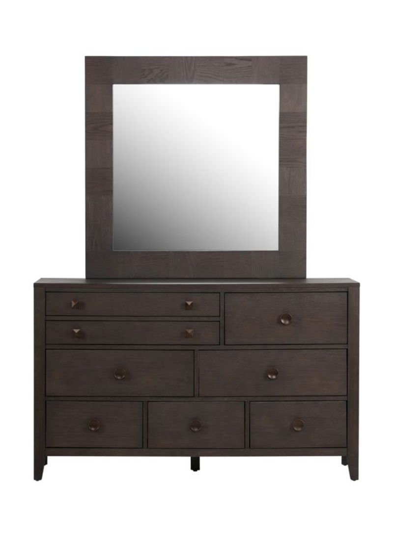 Linea Wooden Dresser With Mirror Brown/Clear 140x85x65cm