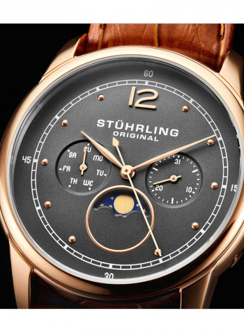 Men's Casual Leather Quartz Analog Wrist Watch 898.04