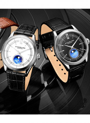 Men's Moon Phase Leather Quartz Analog Wrist Watch 897.02