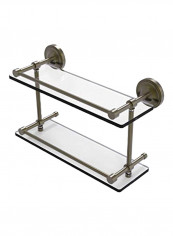 Double Gallery Rail Glass Shelf Clear/Silver 16inch