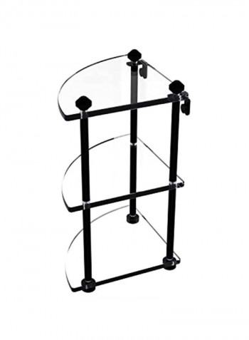 Southbeach Collection 3-Tier Glass Shelf Clear/Black 8x8x15inch
