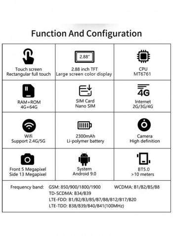Touch Screen 4G Smart Watch With Dual Camera Black