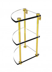 3-Tier Corner Glass Shelf Clear/Gold 8x8x15inch