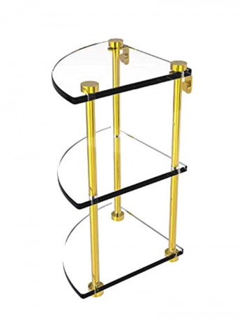 3-Tier Corner Glass Shelf Clear/Gold 8x8x15inch