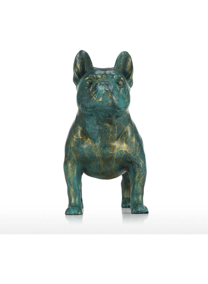 Bulldog Bronze Sculpture Dark Green 28x23x12cm