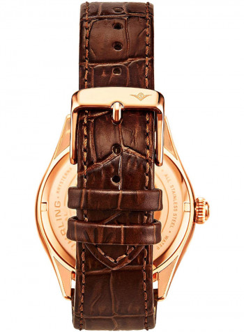 Men's Moon Phase Leather Quartz Analog Wrist Watch 897.04