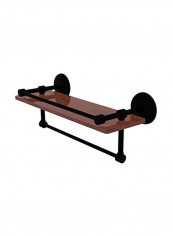 Monte Carlo Collection Wall Mounted Towel Bar Wood Shelf Brown/Black 16inch