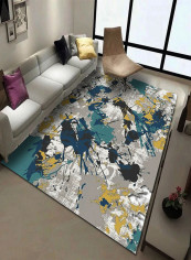 Color Block Rectangular Living Room Carpet Multicolour 200x300centimeter
