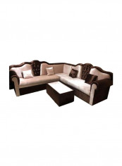 L Shape Mab Sofa Set Beige/Brown