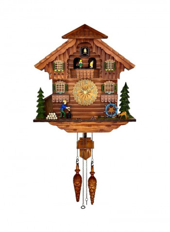 Wooden Decorative Big House Cuckoo Clock Brown/Yellow/Green 40x39x18centimeter
