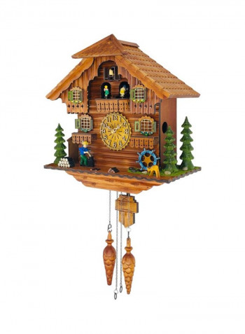 Wooden Decorative Big House Cuckoo Clock Brown/Yellow/Green 40x39x18centimeter
