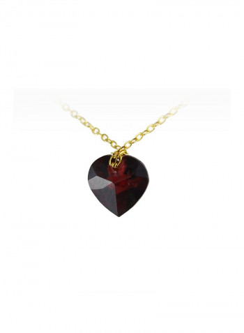 18K Yellow Gold 7mm Heart Cut Genuine Garnet Necklace