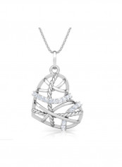 18 Karat White Gold Heart And Rope Pendant Necklace