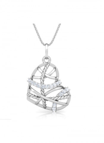 18 Karat White Gold Heart And Rope Pendant Necklace