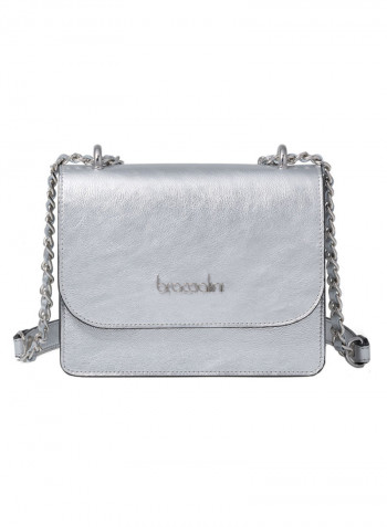 Michelle Dual Tone Strap Crossbody Bag Silver