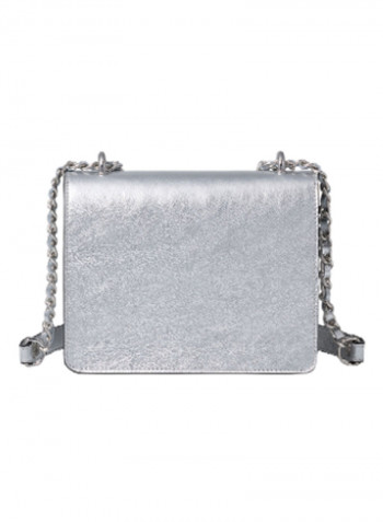 Michelle Dual Tone Strap Crossbody Bag Silver