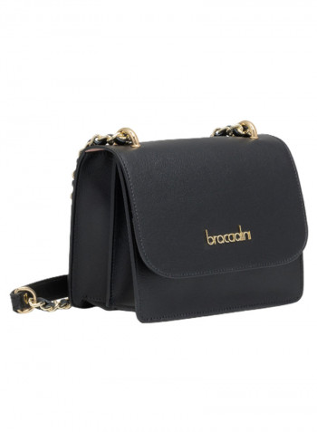 Michelle Chain Detail Shoulder Bag Black/Gold