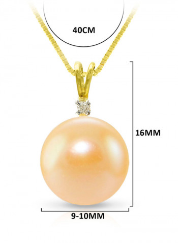 18 Karat Gold 0.02 Carat Diamonds 9-10 mm Pearl Pendant Necklace