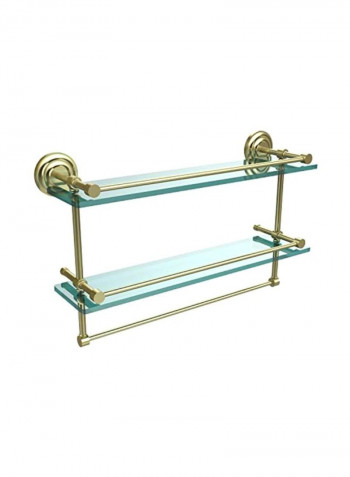 Double Gallery Glass Shelf With Towel Bar Gold/Blue 22inch