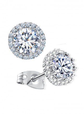 Round Stud Earrings With Crystal Zirconia