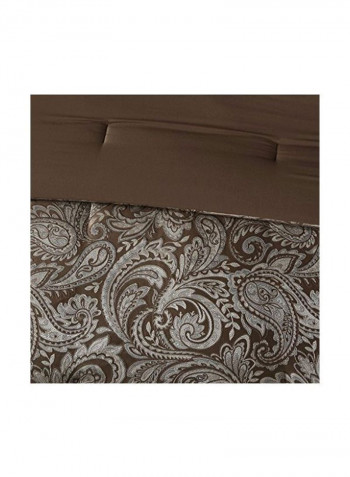 12-Piece Aubrey Comforter Set Polyester Brown/Blue/White King