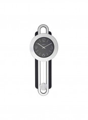 Round With Pendulum Wall Clock Silver/Black 33x12.5x3inch