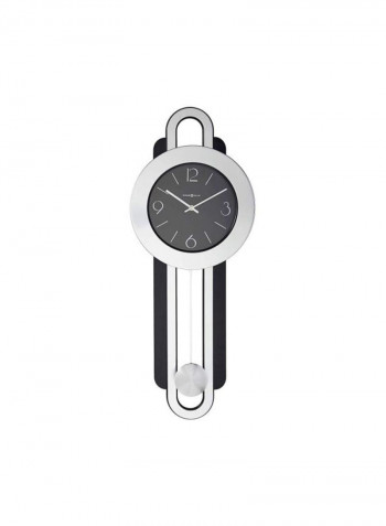 Round With Pendulum Wall Clock Silver/Black 33x12.5x3inch
