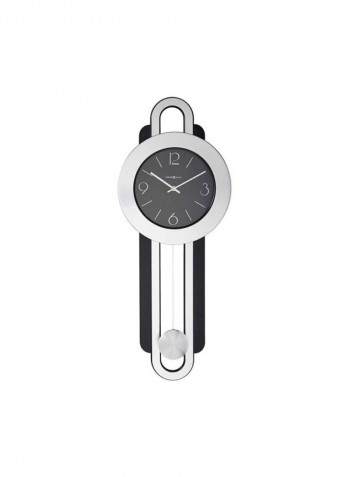 Round With Pendulum Wall Clock Silver/Black 33x12.5x3inch