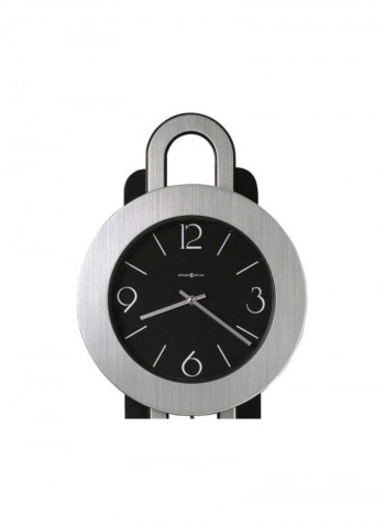 Round With Pendulum Wall Clock Silver/Black 33x12.5x3inch