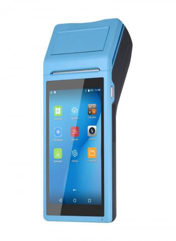 All in One Handheld PDA Printer Smart POS Terminal Wireless Intelligent Payment Portable Printers 21.5 x 8.6 x 5.3سم أزرق