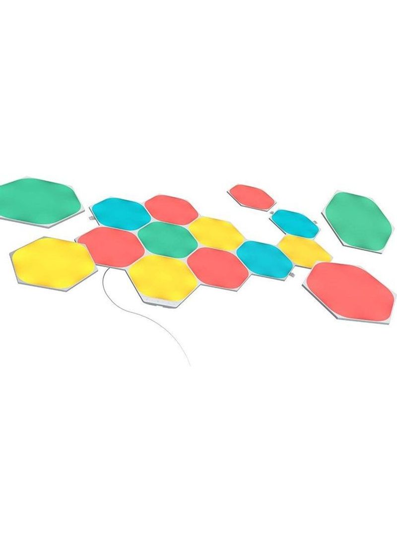 15-Piece Shapes Hexagons Starter Kit - Smart WiFi LED Panel System With Music Visualizer White 23 x 11.4 x 20cm