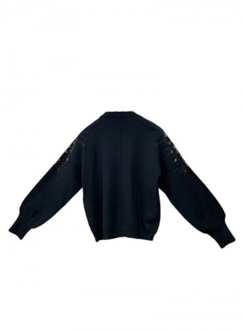 Tricot Star Pattern Sweater Black
