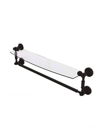 Glass Shelf With Towel Bar Clear/Black 24inch