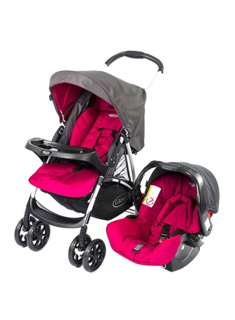 Candy Rock Stroller With Car Seat - Pink/Grey