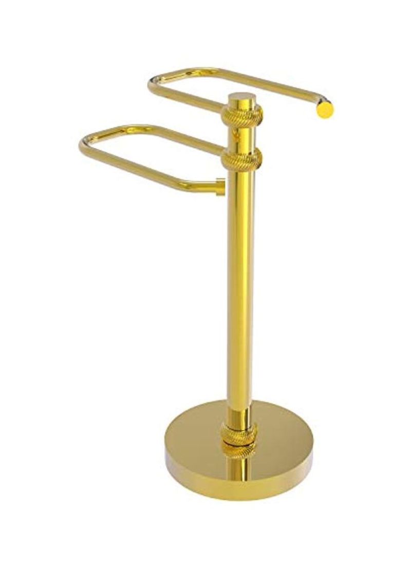 Free Standing Two Arm Guest Towel Holder Polished Brass