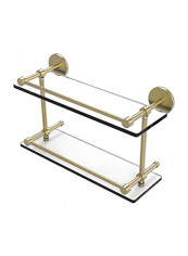 2-Tier Wall Mounted Bathroom Shelf Gold/Clear 16inch