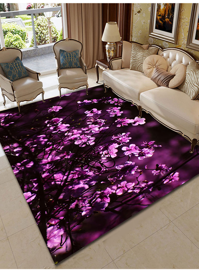 Floral Printed Mat Purple 200x300centimeter