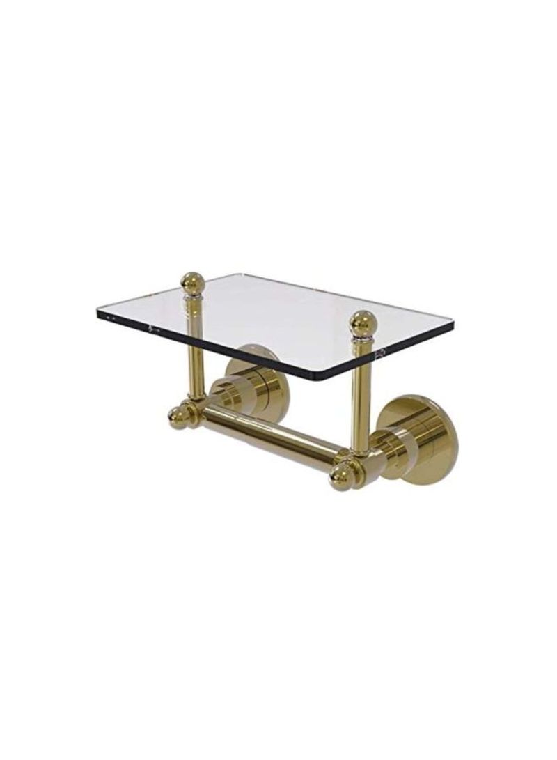 Astor Place Collection Glass Shelf Toilet Paper Holder Clear/Gold 9.3X6X4.9inch
