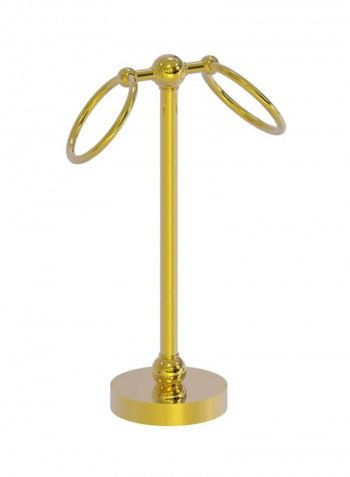 Vanity Top 2 Ring Guest Towel Holder Polished Brass 5x12x5inch