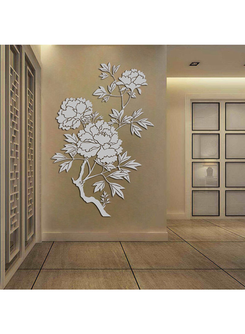 Flower Design Wall Decoration Sticker Grey 60x90cm