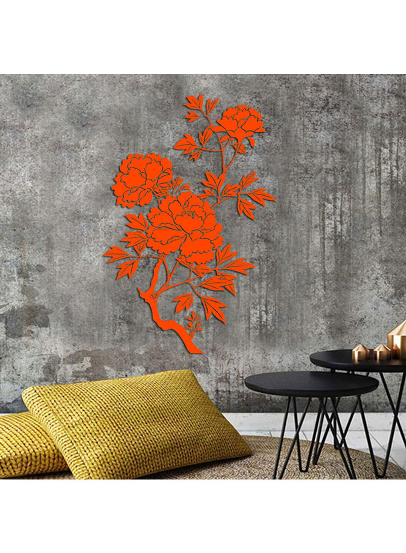 Sweet Coloured Flowers Design Wall Mirror Sticker Orange