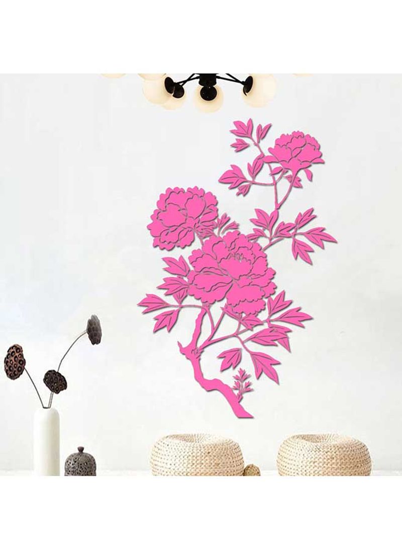 Sweet Coloured Flowers Design Wall Mirror Sticker Pink
