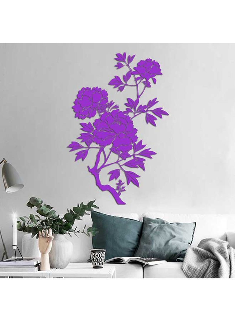 Sweet Coloured Flowers Design Wall Mirror Sticker Purple