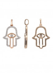 18 Karat Rose Gold 0.14 Carat Diamond Hamsa Pendant